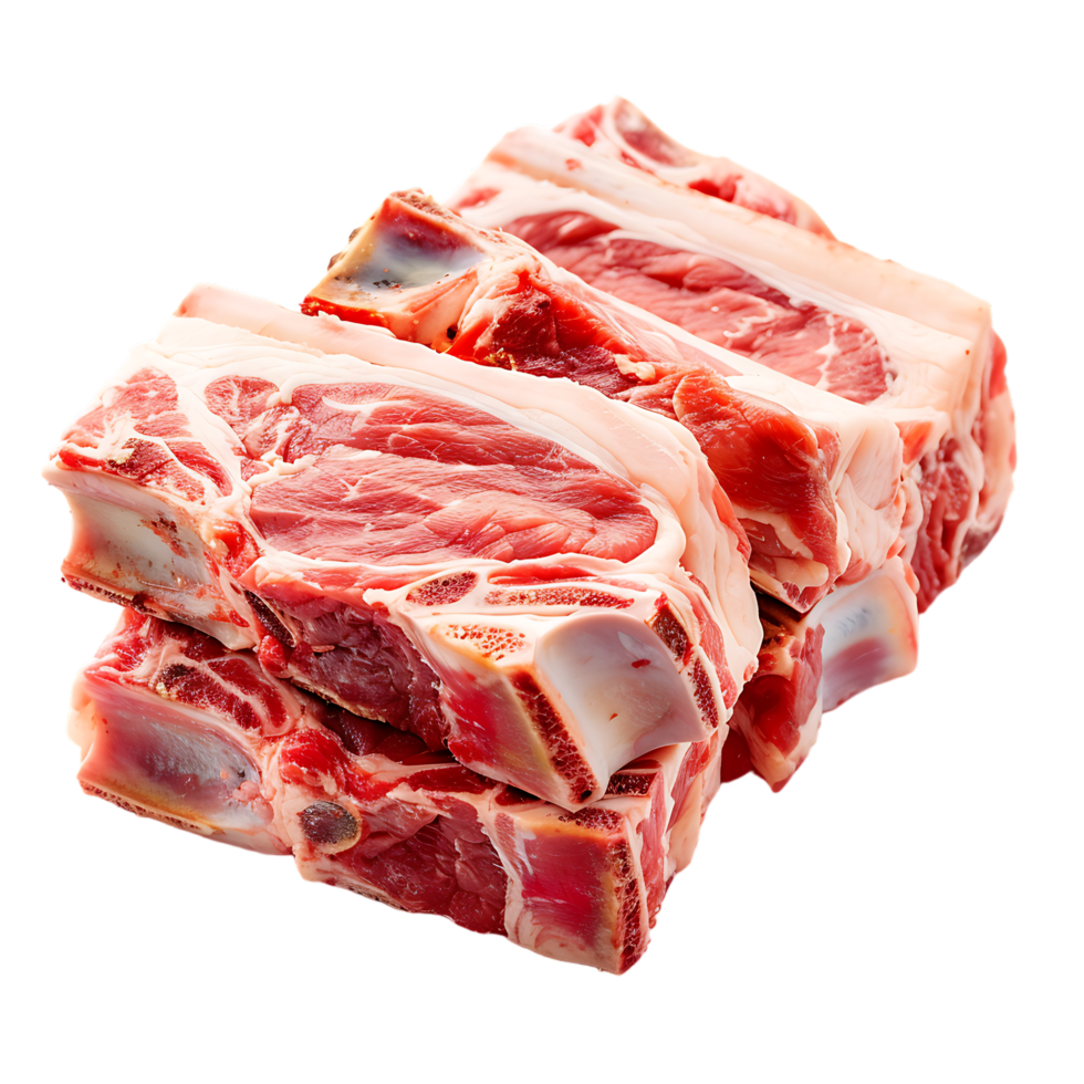 isolated Raw pork meat with bone over transparent background png