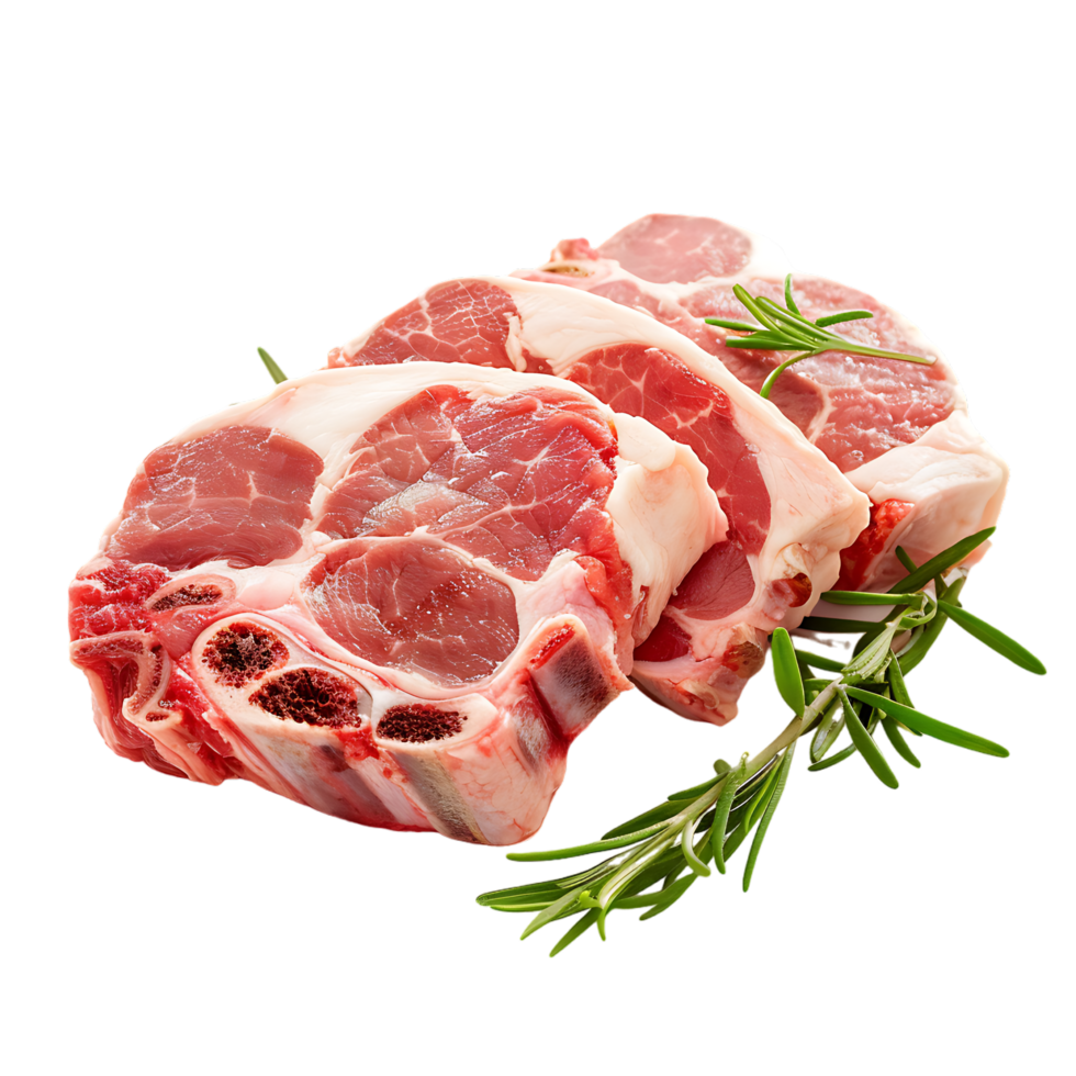 isolated Raw pork meat with bone over transparent background png