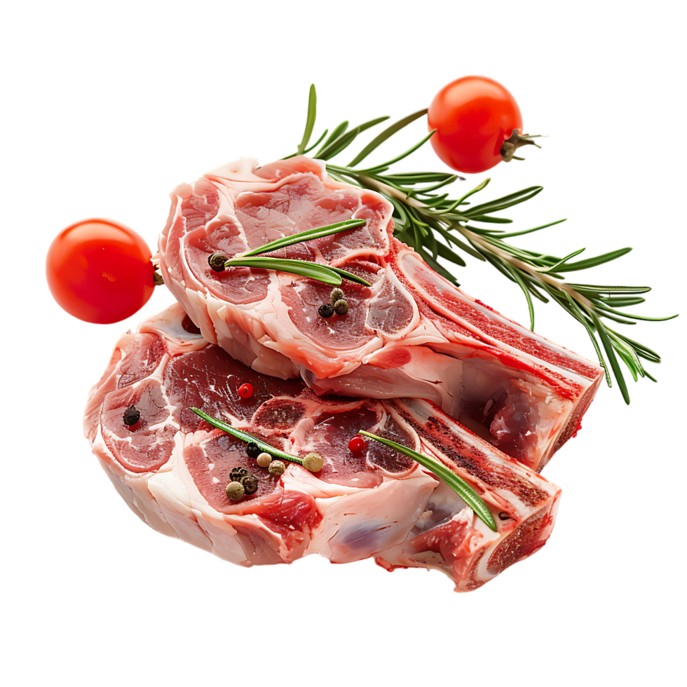 isolated Raw pork meat with bone over transparent background png