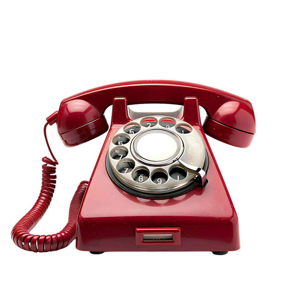Isolated Red vintage phone on transparent background png