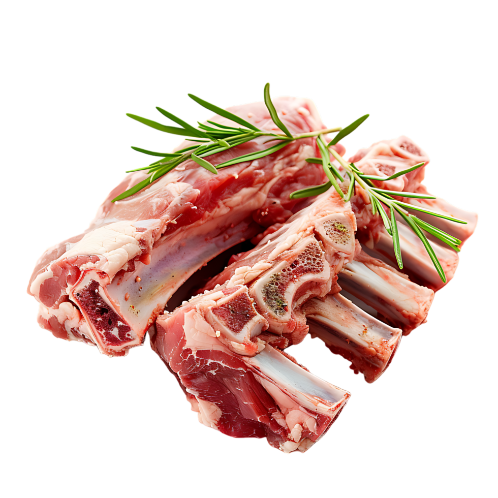 isolated Raw pork meat with bone over transparent background png