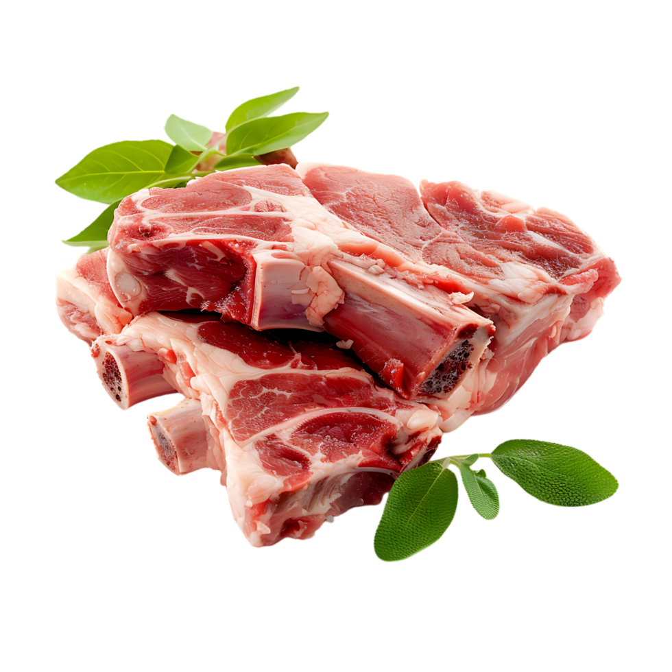 isolated Raw pork meat with bone over transparent background png