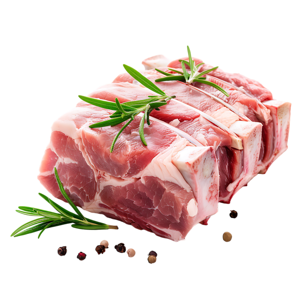 isolated Raw pork meat with bone over transparent background png