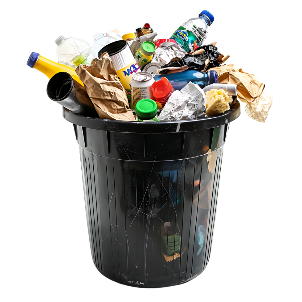 Isolated rubbish household supplies for waste throw over transparent background png