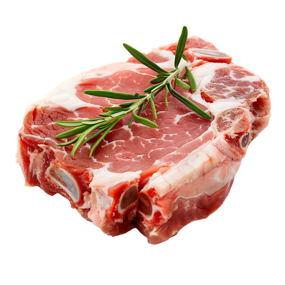 isolated Raw pork meat with bone over transparent background png