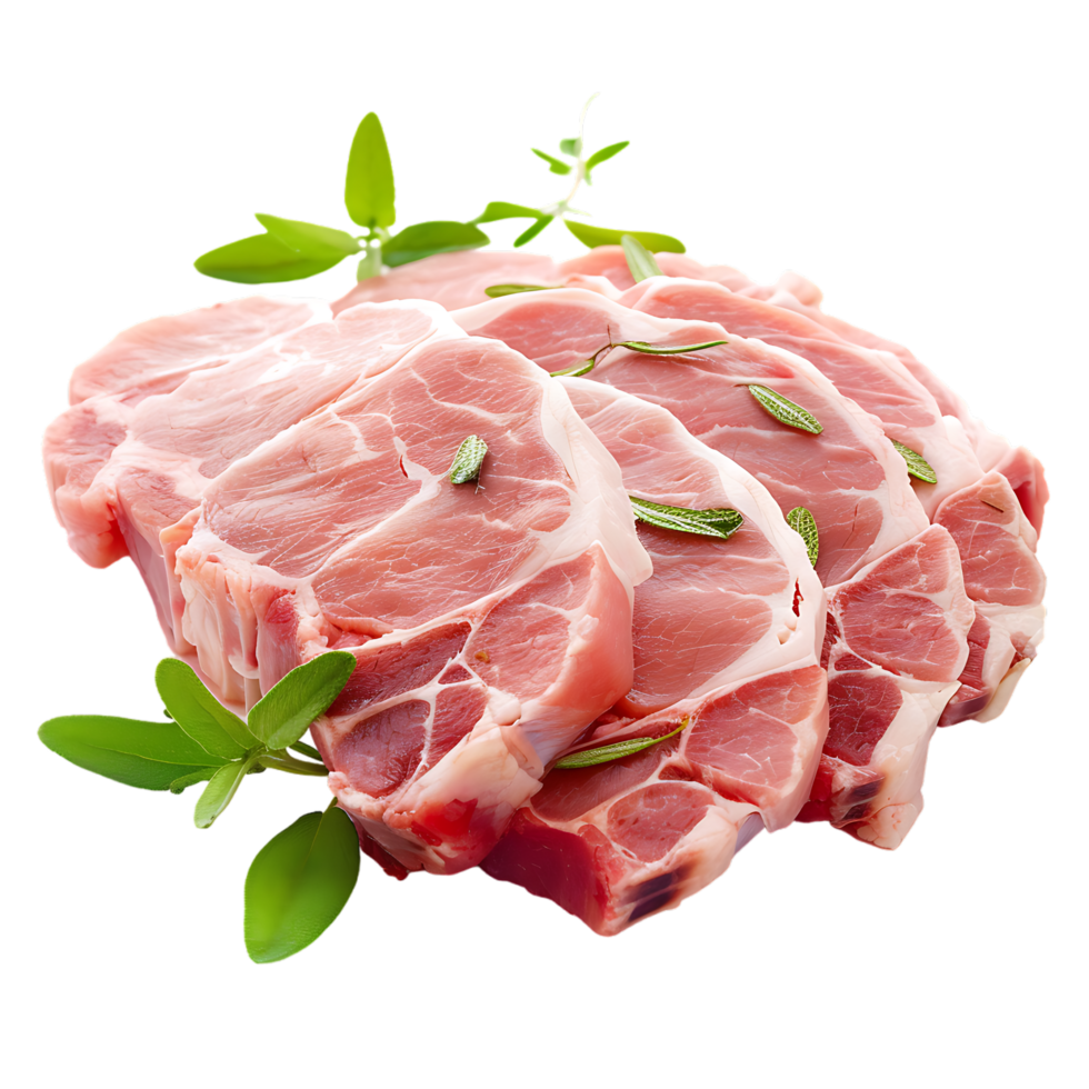 isolated Raw pork meat with bone over transparent background png
