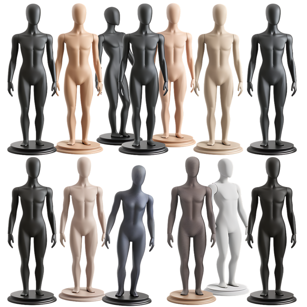 Mannequins Realistic Set isolated over transparent background png