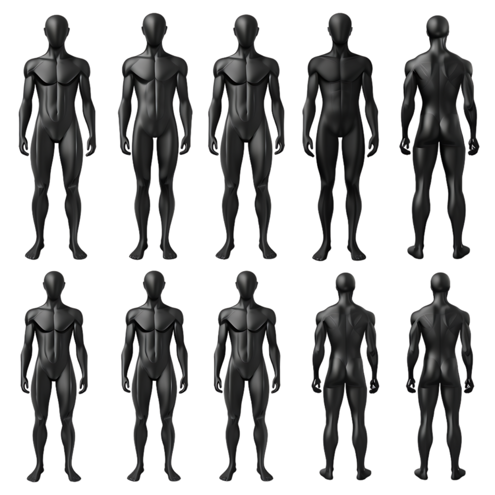 Mannequins Realistic Set isolated over transparent background png