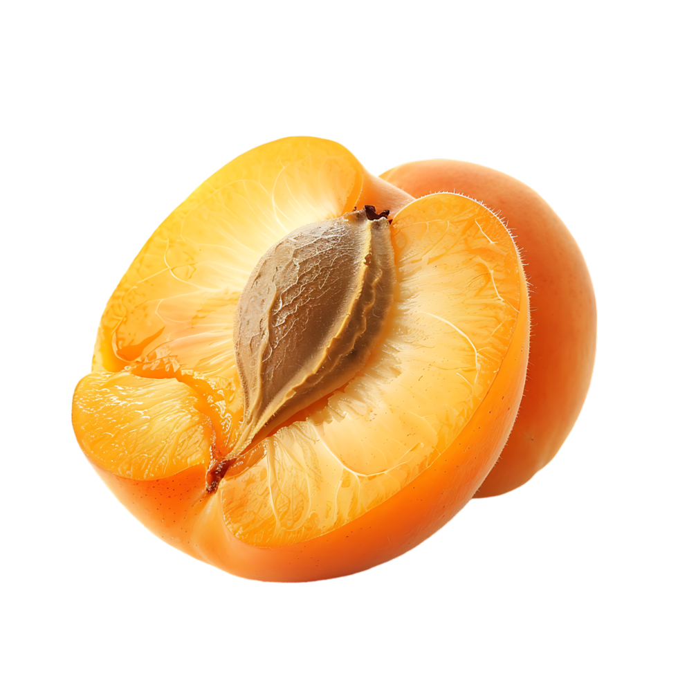 Opened apricot isolated over transparent background png