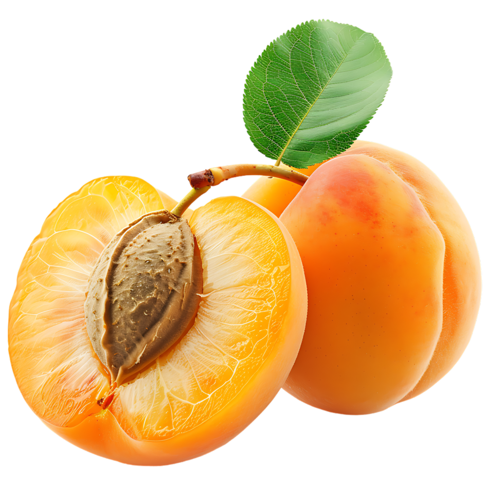 Opened apricot isolated over transparent background png