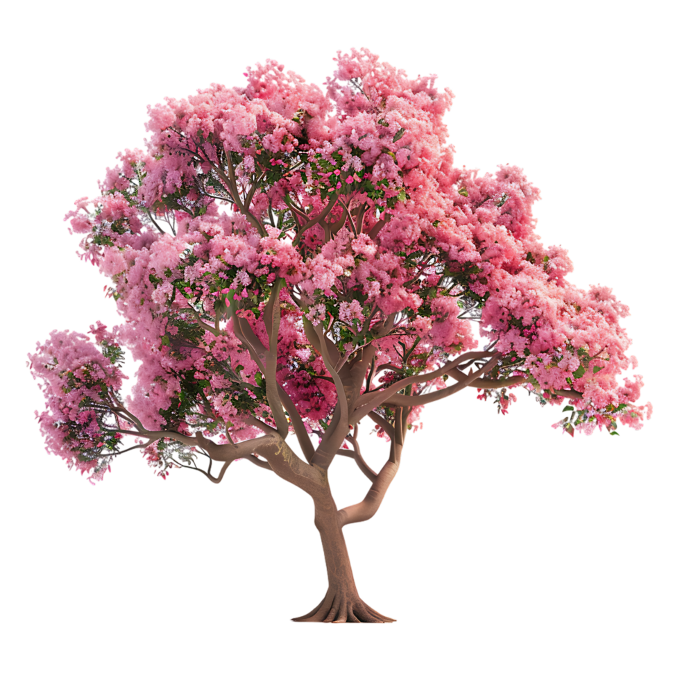 Pink acacia tree isolated over transparent background png