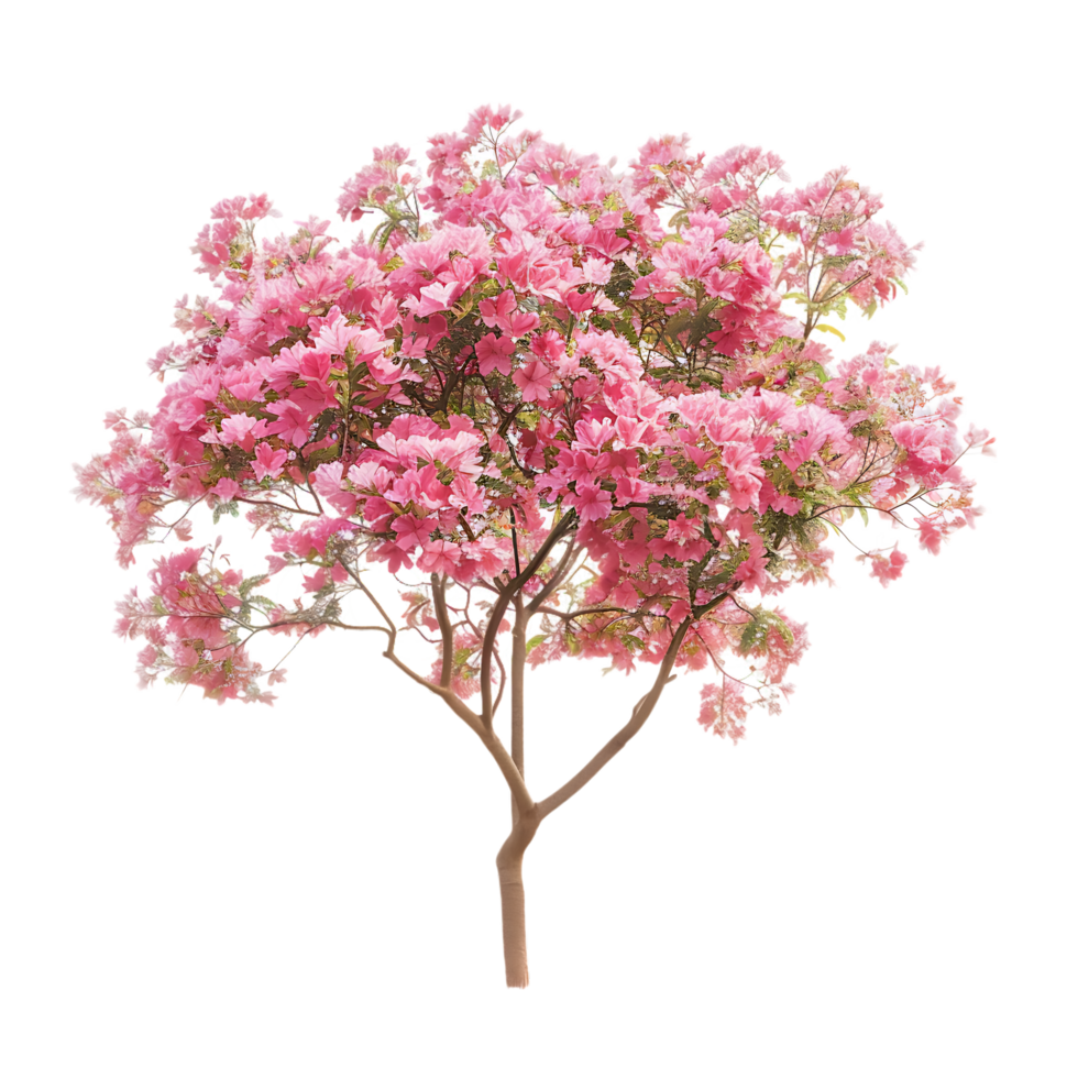 Pink acacia tree isolated over transparent background png