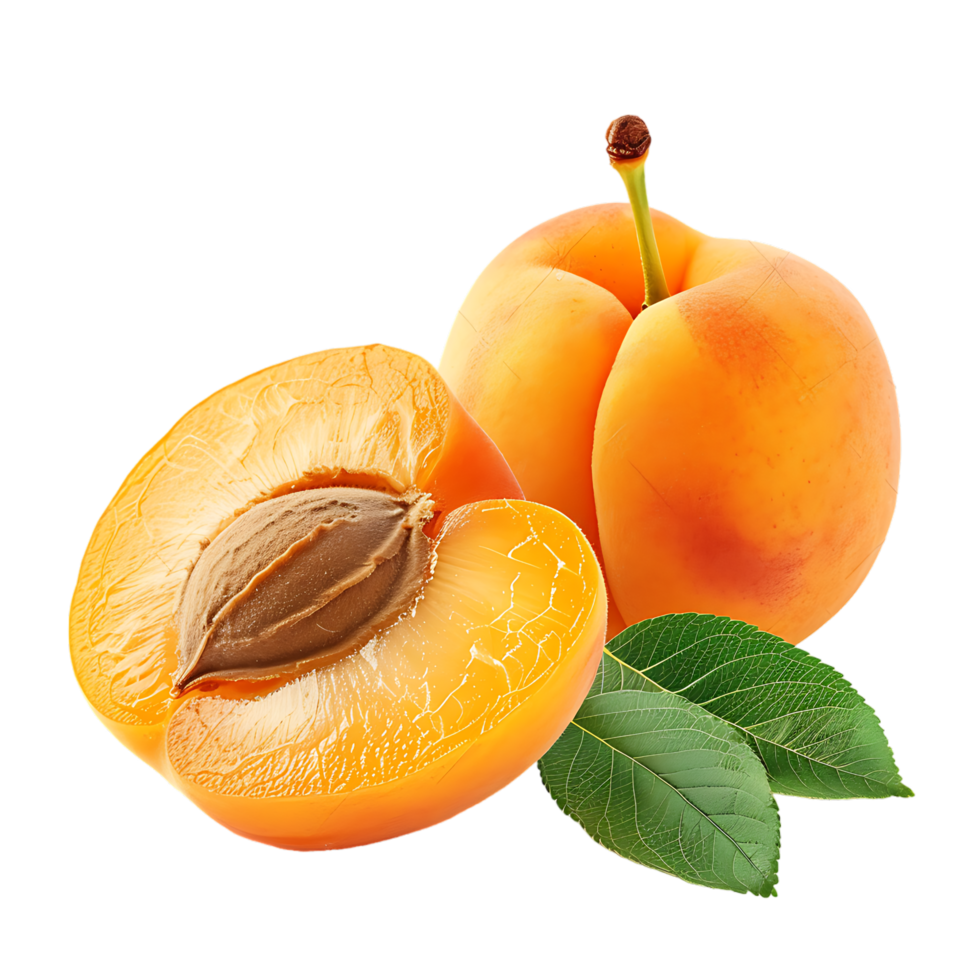 Opened apricot isolated over transparent background png