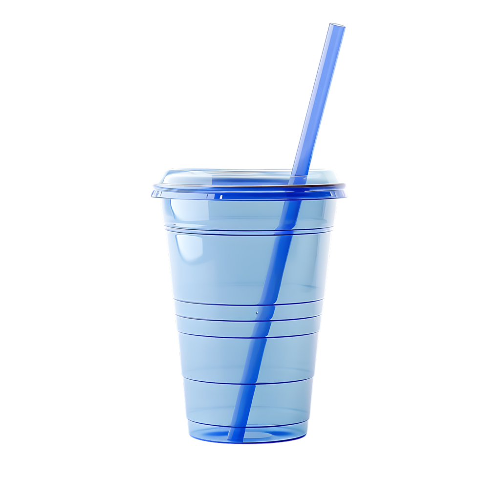 mockup plastic cup and straw over transparent background png