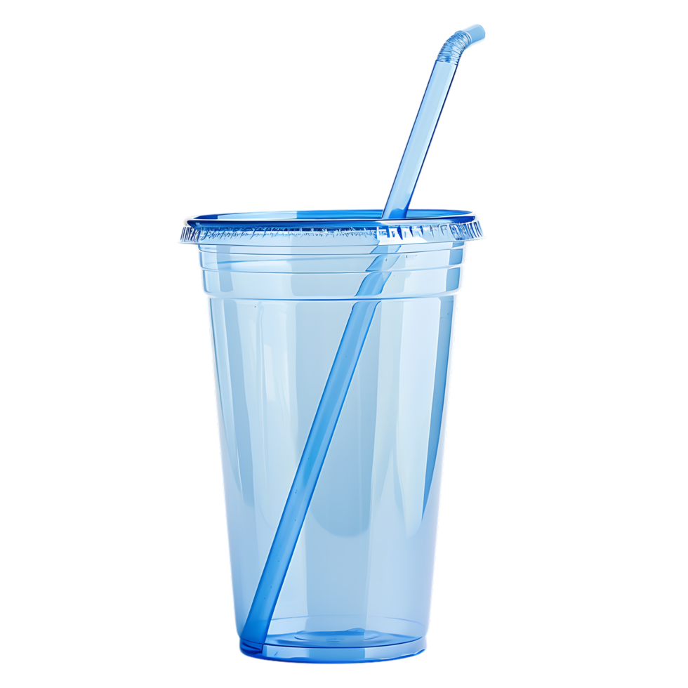 mockup plastic cup and straw over transparent background png