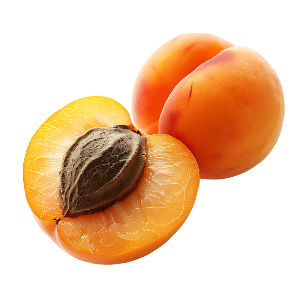 Opened apricot isolated over transparent background png
