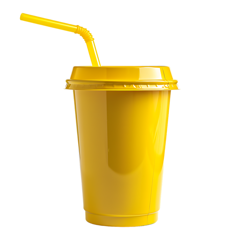 mockup plastic cup and straw over transparent background png