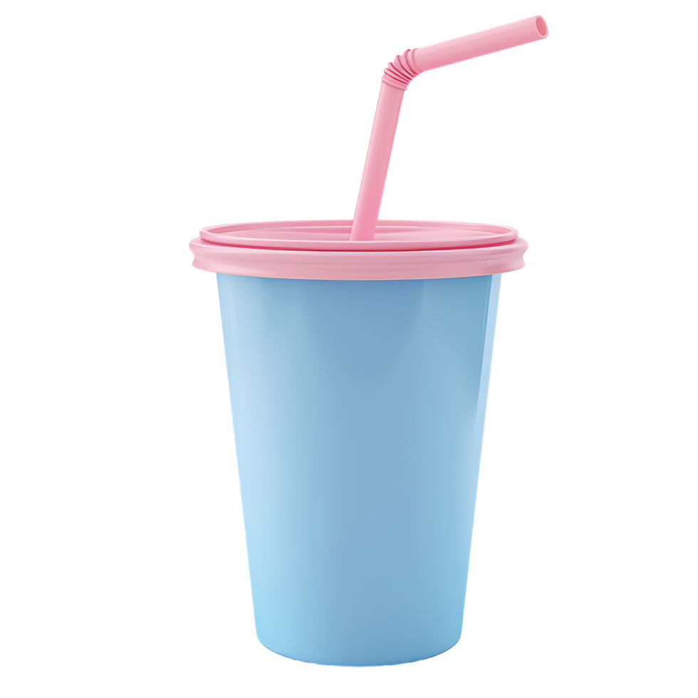 mockup plastic cup and straw over transparent background png
