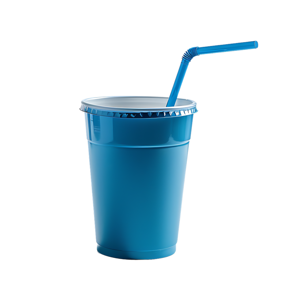 mockup plastic cup and straw over transparent background png