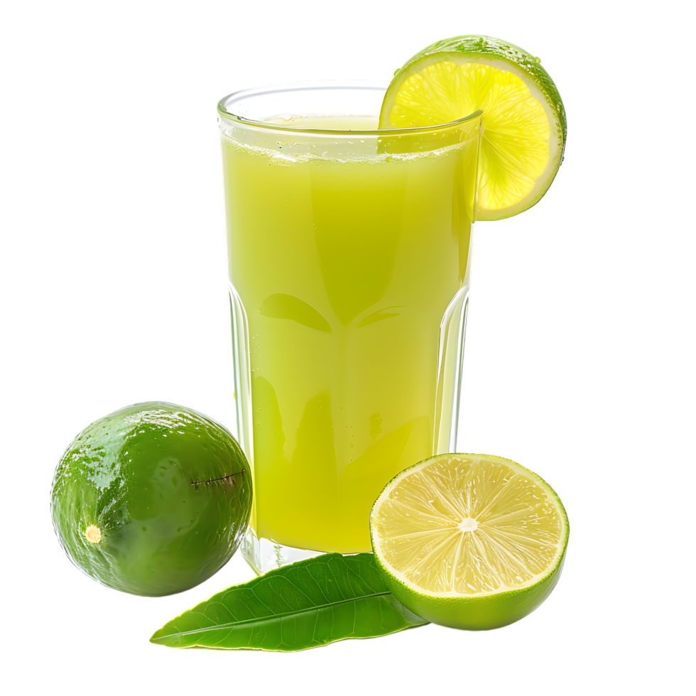 Mockup Portion of fresh made lime juice isolated over transparent background png