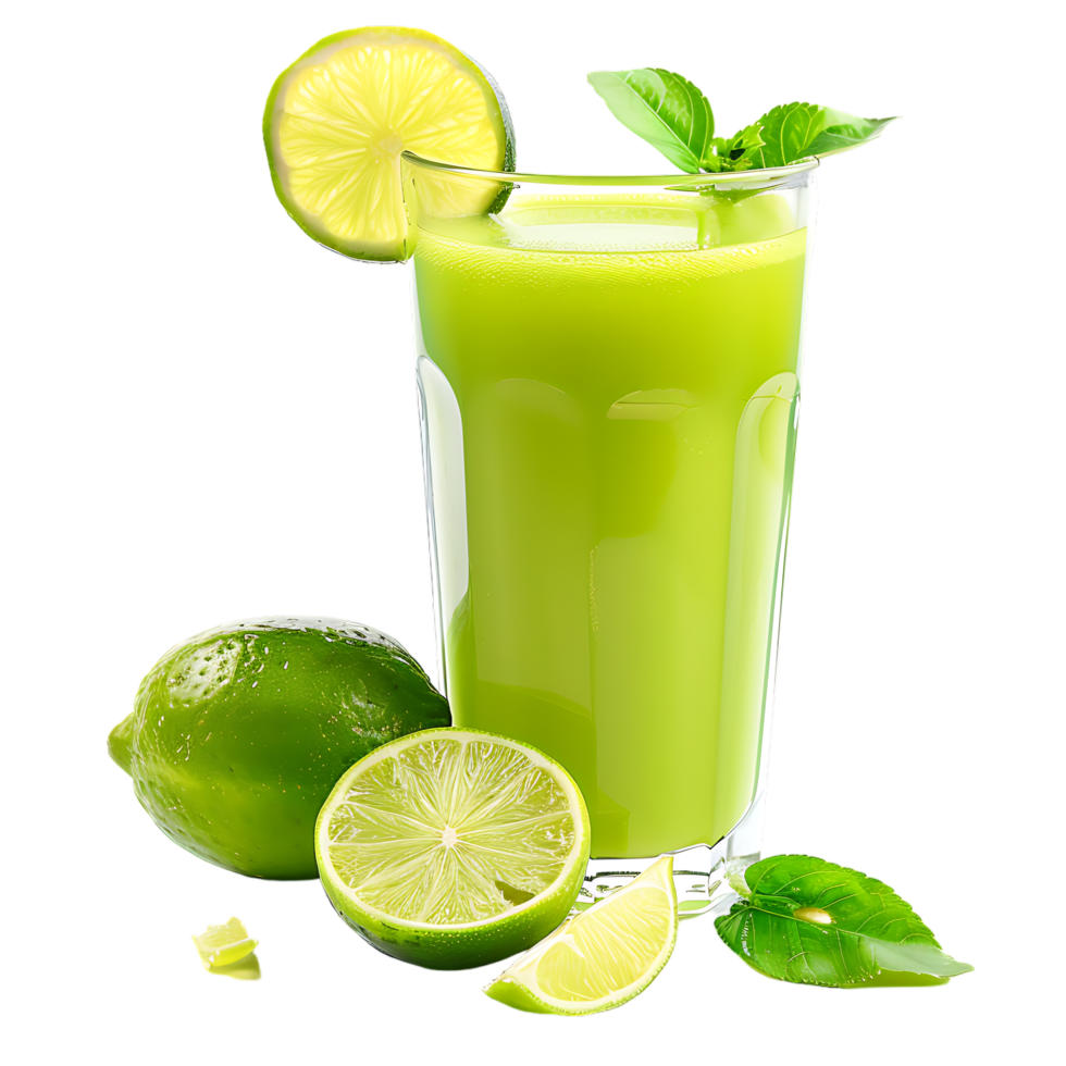 Mockup Portion of fresh made lime juice isolated over transparent background png