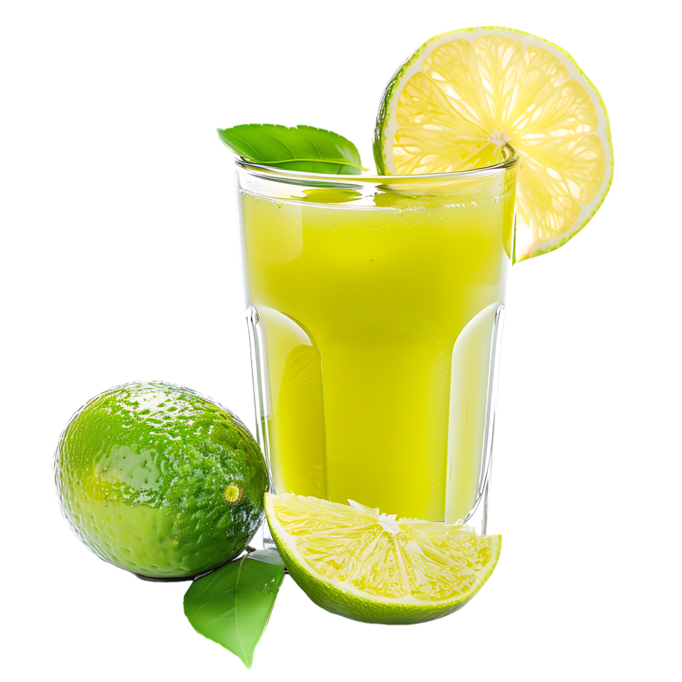 Mockup Portion of fresh made lime juice isolated over transparent background png