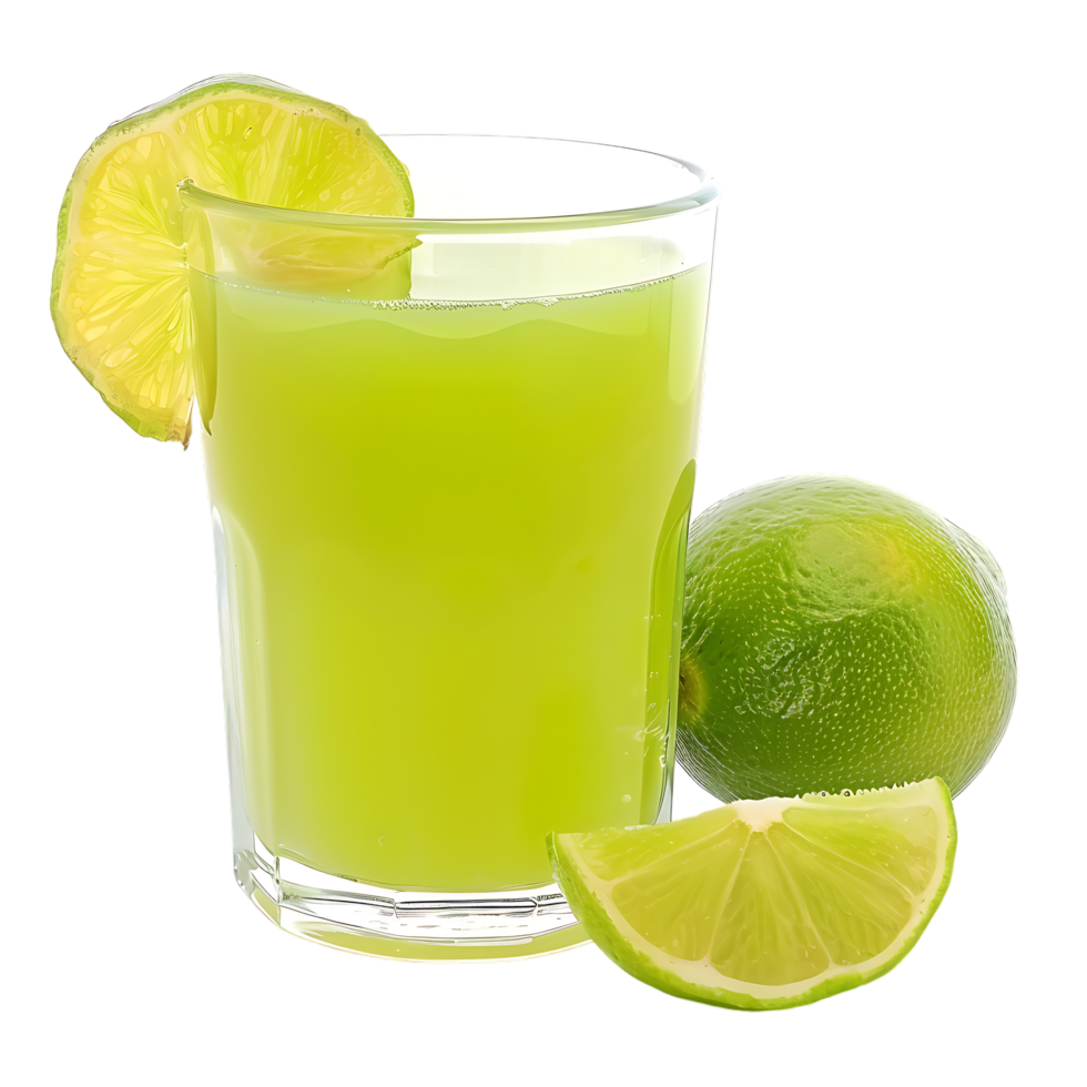 Mockup Portion of fresh made lime juice isolated over transparent background png