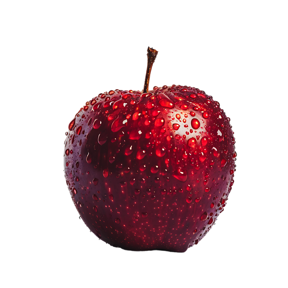 Red wet apple over transparent background png
