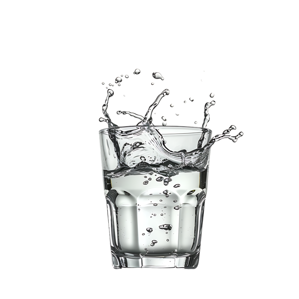 Mockup Splash of water in glass isolated over transparent background png