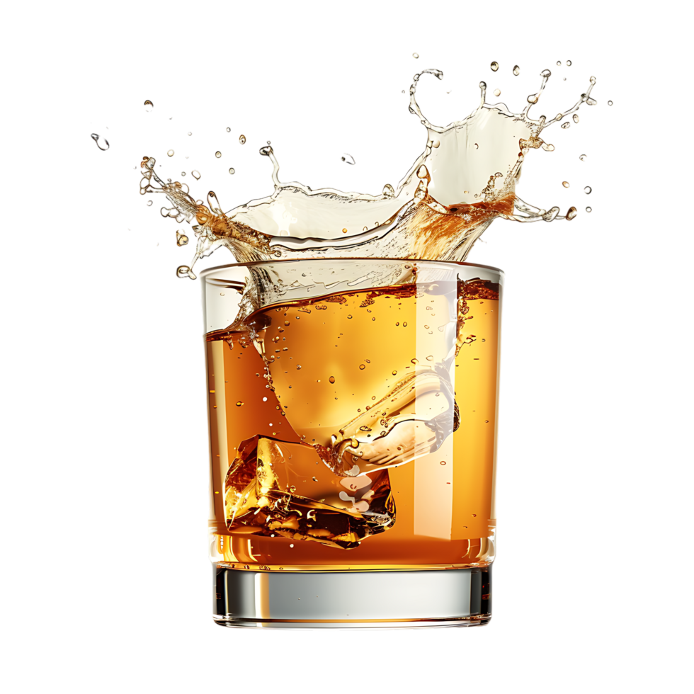 Mockup Splash of liquid in glass isolated over transparent background png