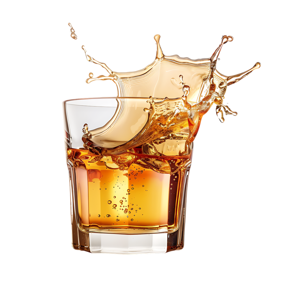 Mockup Splash of liquid in glass isolated over transparent background png
