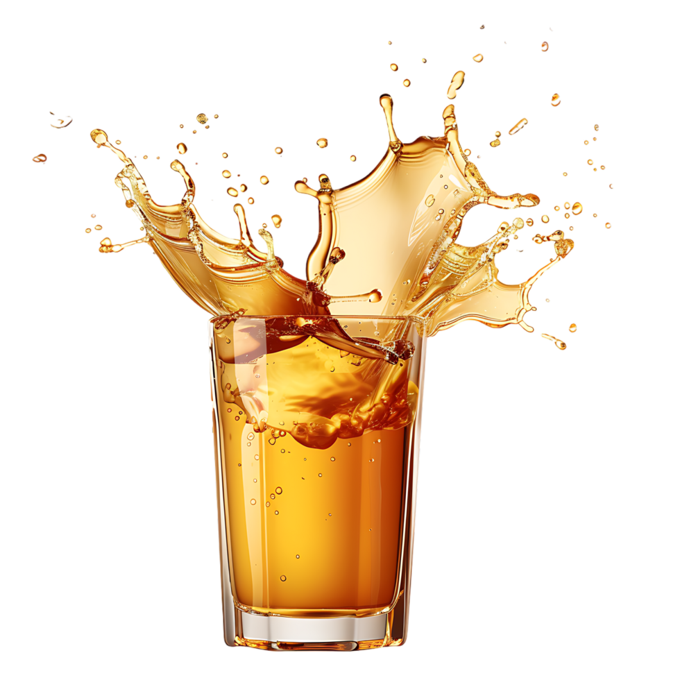 Mockup Splash of liquid in glass isolated over transparent background png
