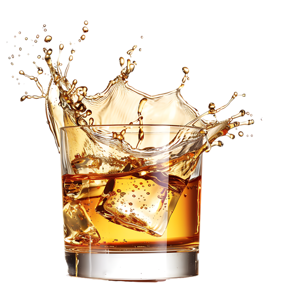 Mockup Splash of liquid in glass isolated over transparent background png