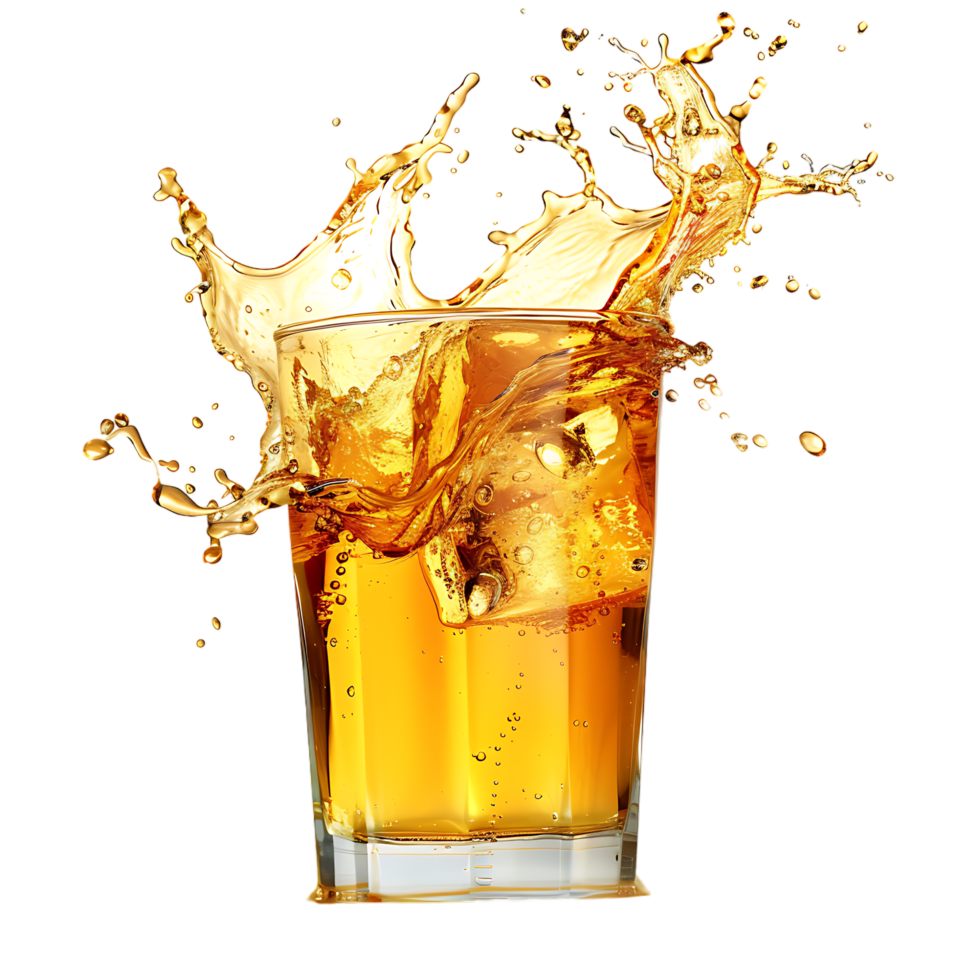 Mockup Splash of liquid in glass isolated over transparent background png