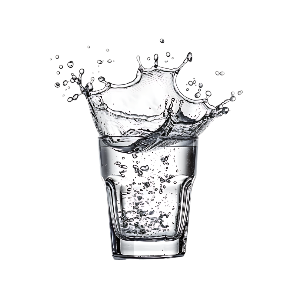 Mockup Splash of water in glass isolated over transparent background png