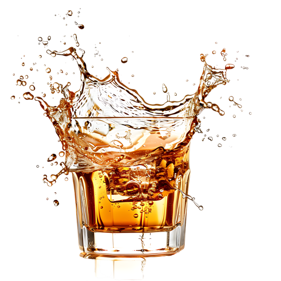 Mockup Splash of liquid in glass isolated over transparent background png