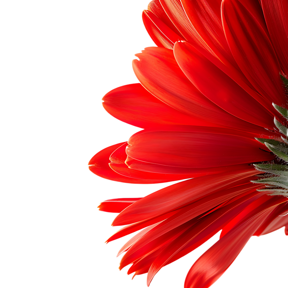 Side view of red gerbera daisy petals against transparent background png