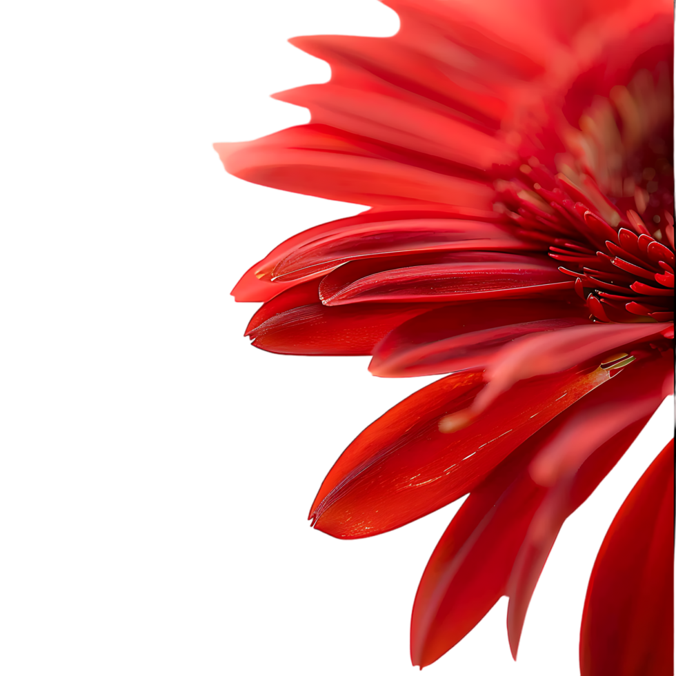 Side view of red gerbera daisy petals against transparent background png