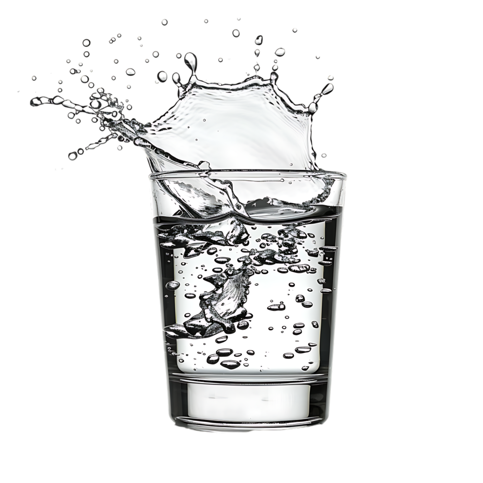 Mockup Splash of water in glass isolated over transparent background png