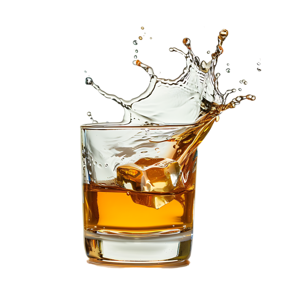 Mockup Splash of liquid in glass isolated over transparent background png