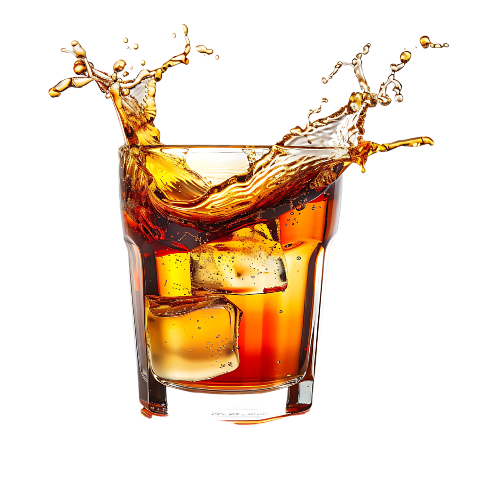 Mockup Splash of liquid in glass isolated over transparent background png