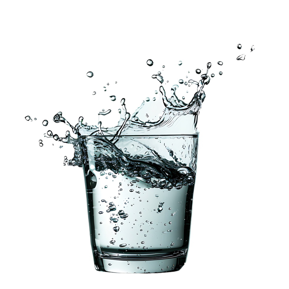 Mockup Splash of water in glass isolated over transparent background png