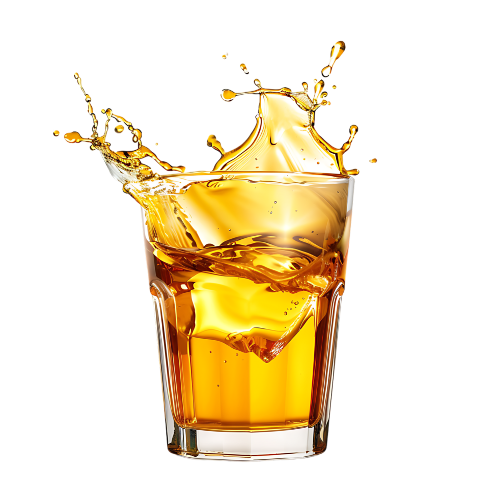 Mockup Splash of liquid in glass isolated over transparent background png