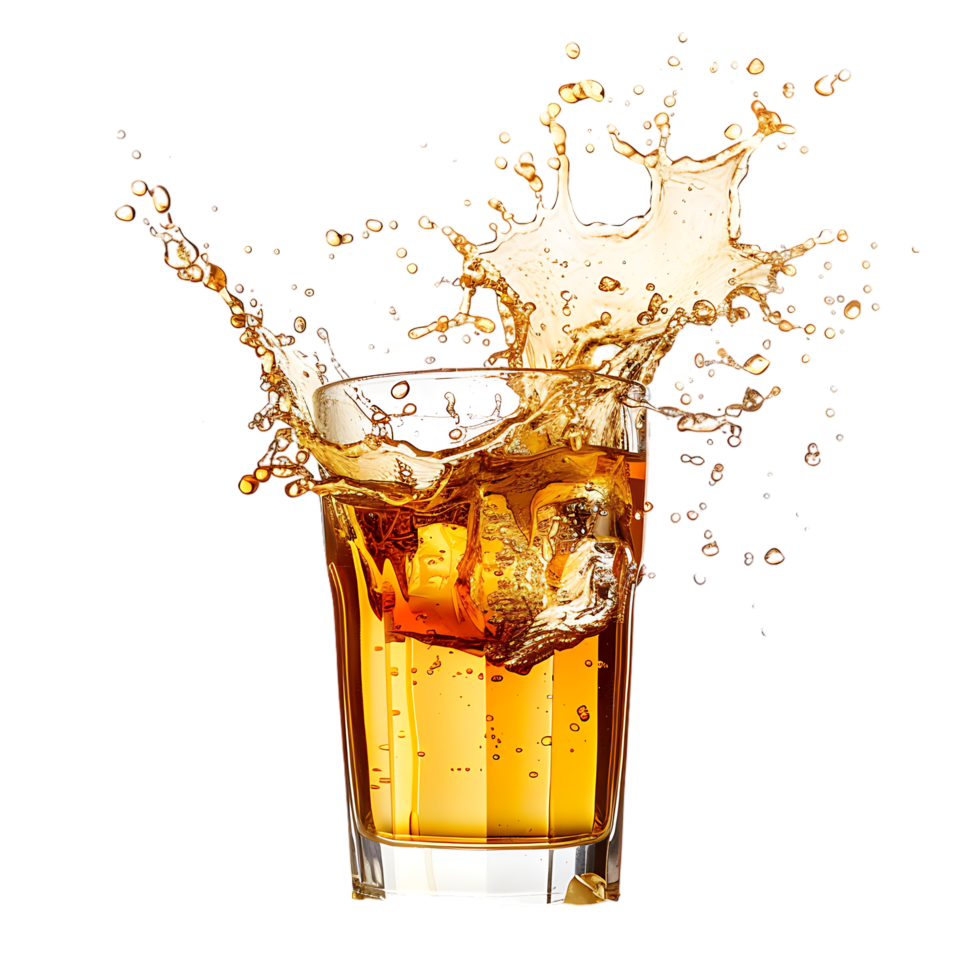 Mockup Splash of liquid in glass isolated over transparent background png