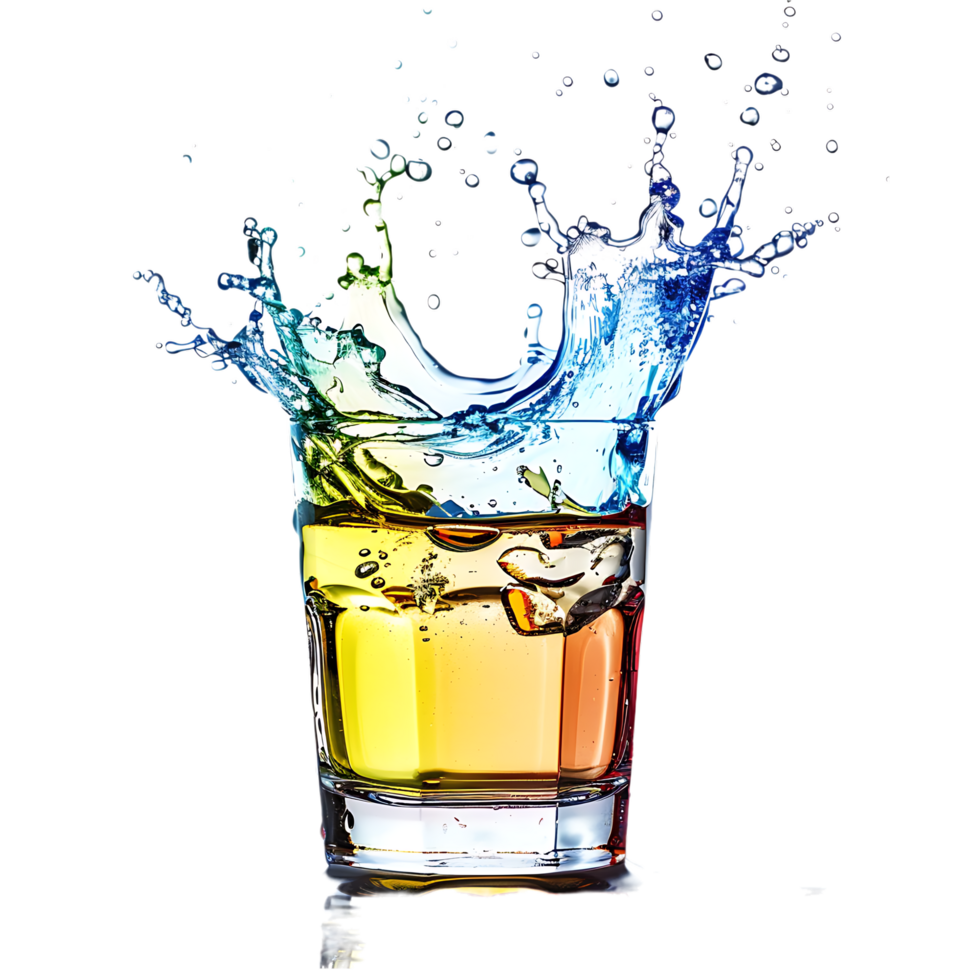 Mockup Splash of liquid in glass isolated over transparent background png