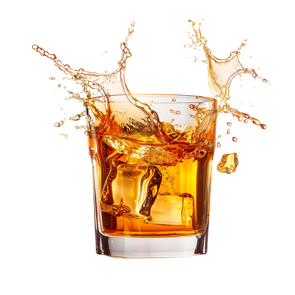 Mockup Splash of liquid in glass isolated over transparent background png