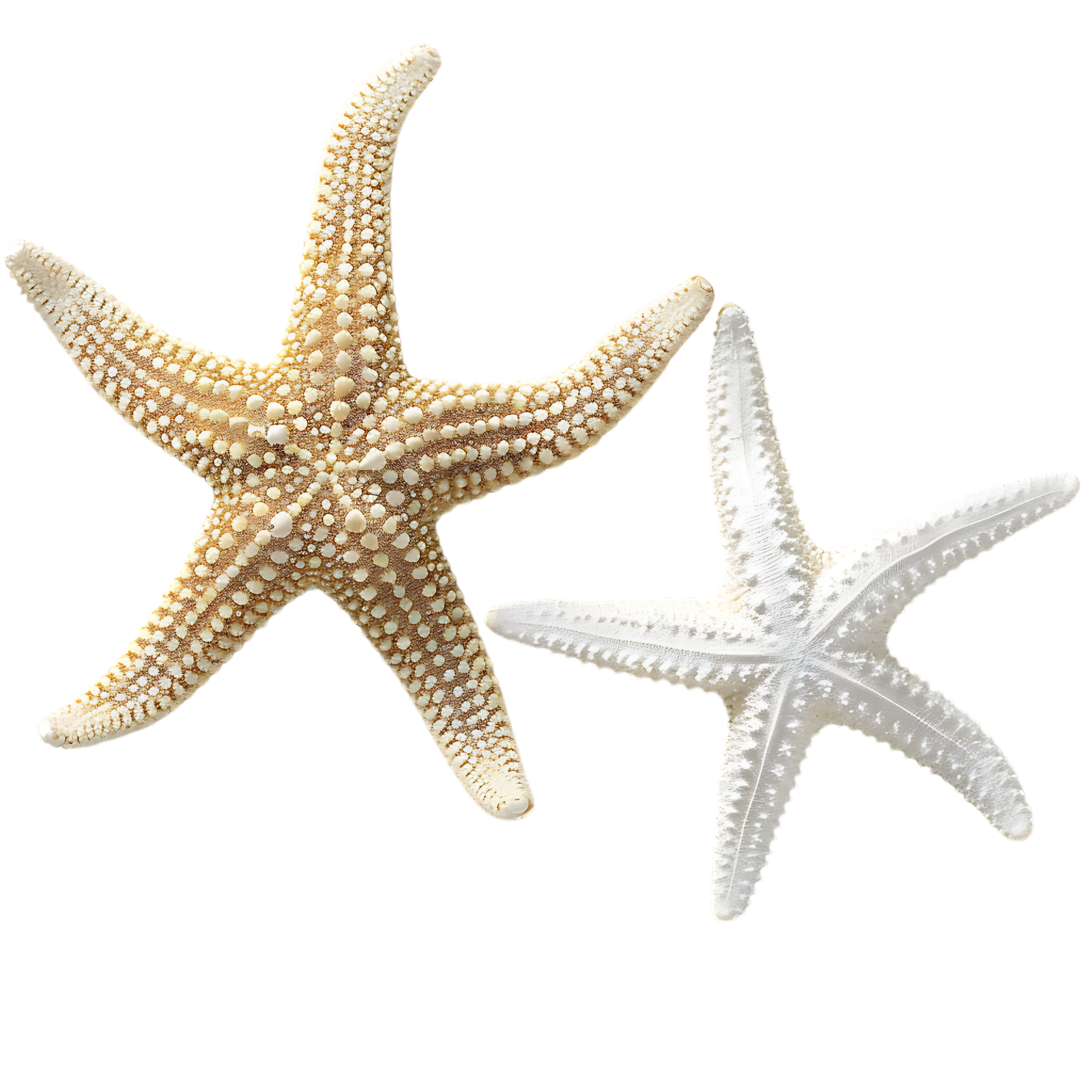 two-different-types-of-white-starfish-isolated-over-transparent
