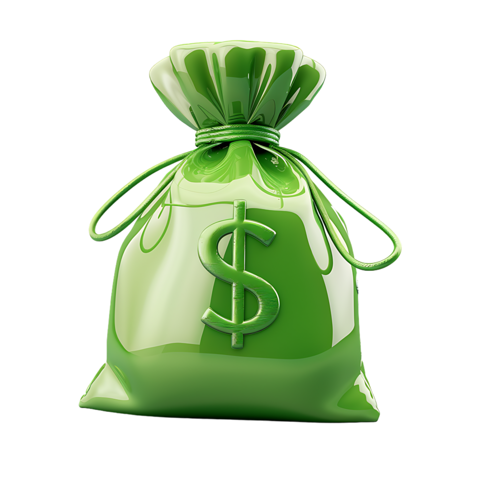 Grün Tasche von Geld mit Dollar Zeichen Über transparent Hintergrund png