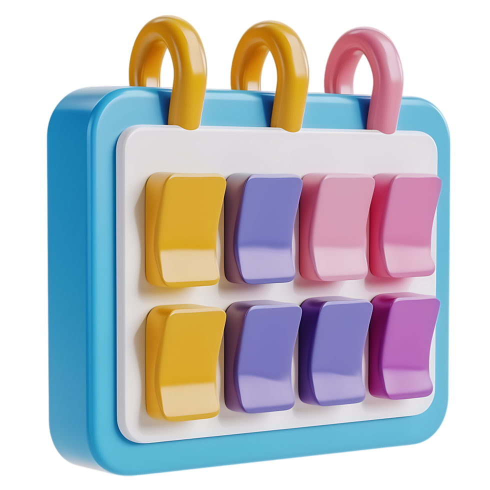 calendar for organization 3d icon isolated over transparent background png