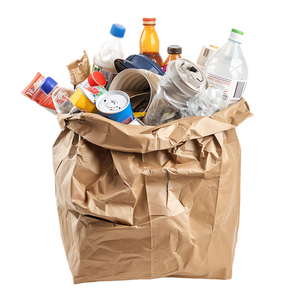 Package for rubbish household supplies for waste throw isolated on transparent background png
